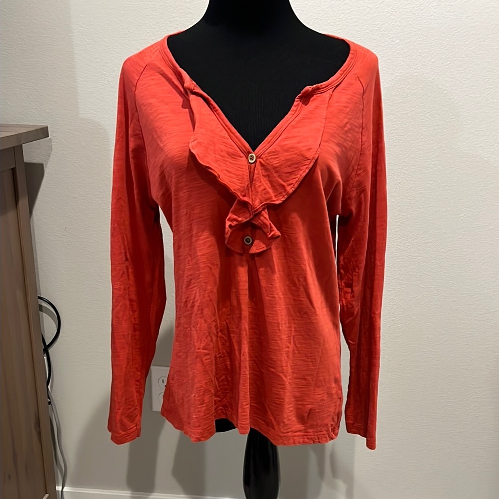 Women's Red Ruffled Top